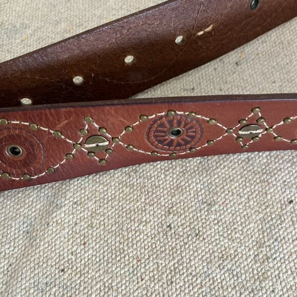 Fossil Woman's Leather Studded Boho Bohemian Festival Belt Sz LR - Picture 6 of 9